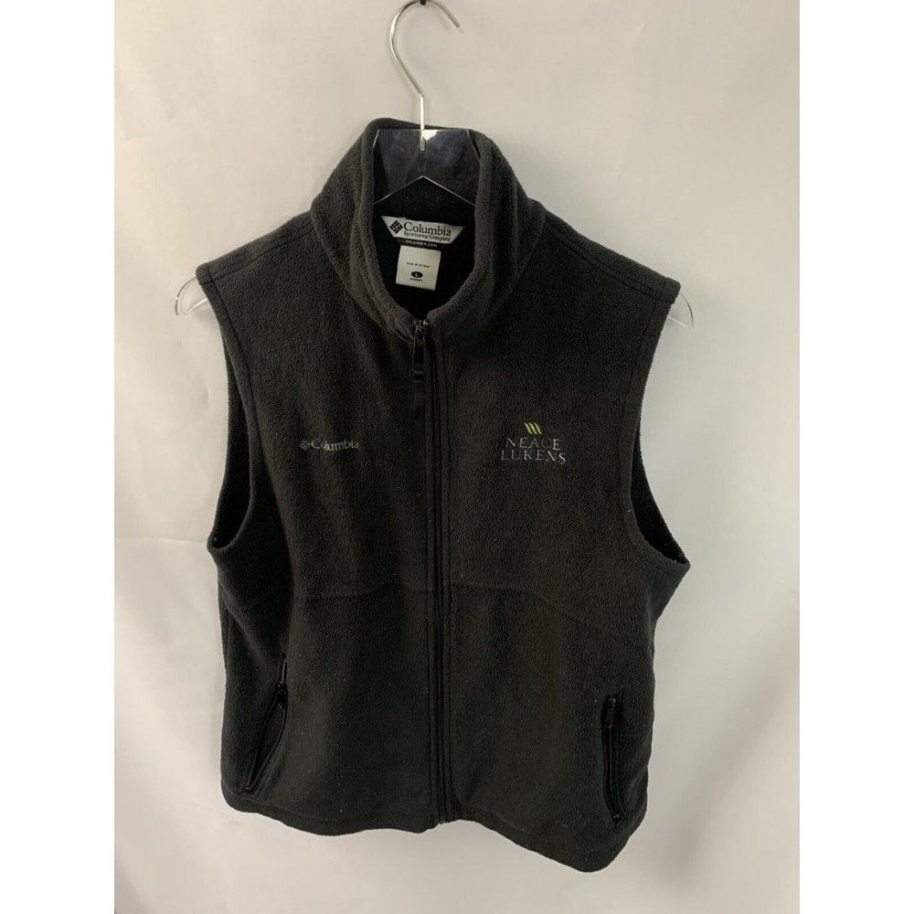 Columbia L Men’s Full Zip Black Fleece Vest Outdoor Activewear